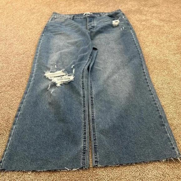 Super Baggy Wide Leg Denim Jeans Men's 32 Waist 10in Opening Y2K - Picture 2 of 5